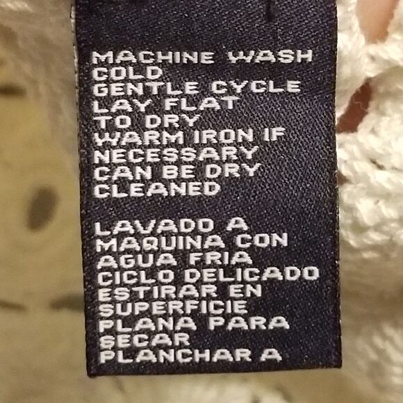 Jones New York L Cardigan Crochet Mercerized 100% Cotton Heavy White Cottagecore - Picture 7 of 9